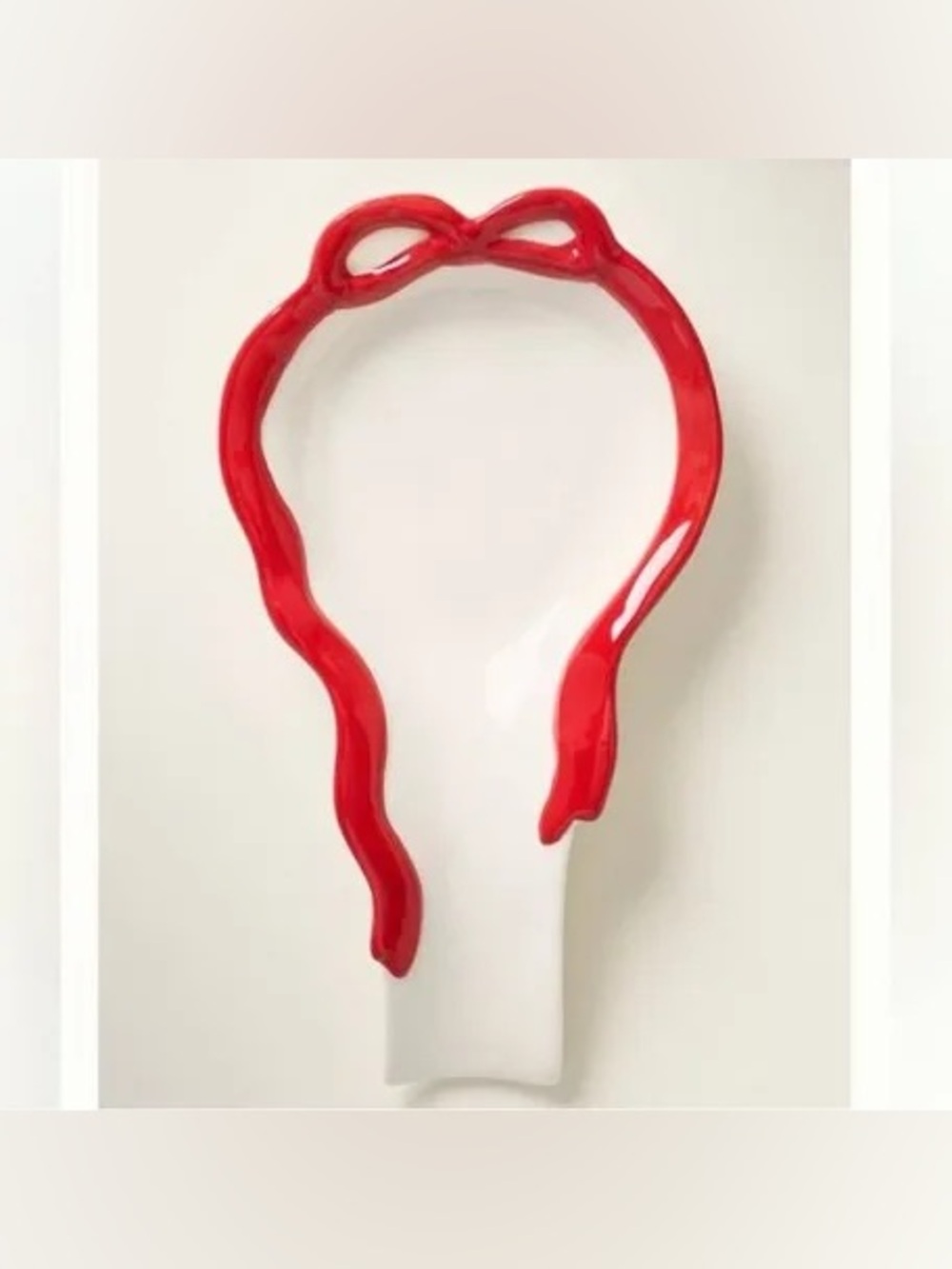 Anthropologie Red Ribbon Stoneware Spoon Rest